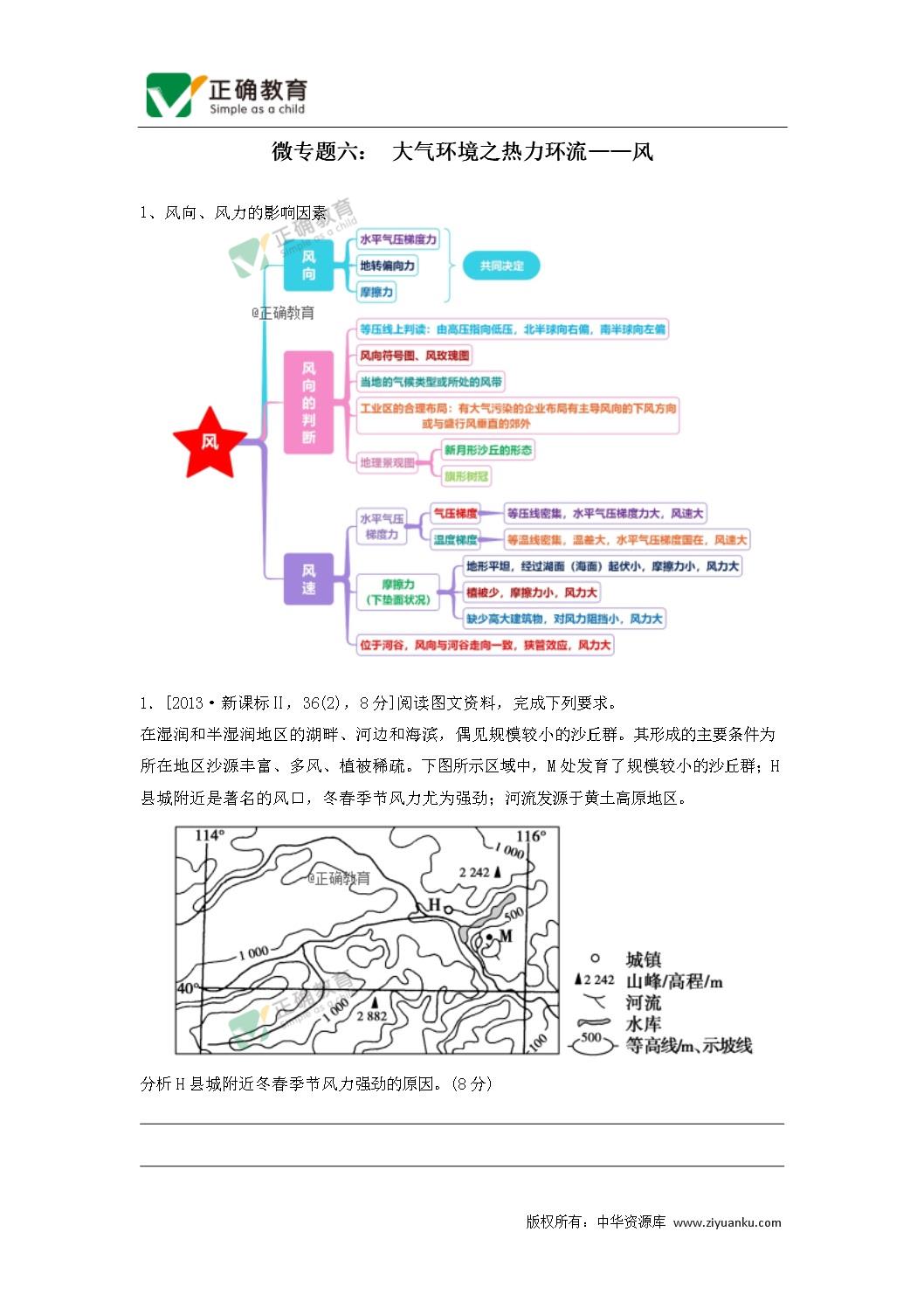 人教版一轮复习思维导图学案:专题2 微专题6 大气环境之热力环流—风